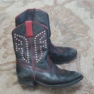 Frye rodeo boys red stitch boots